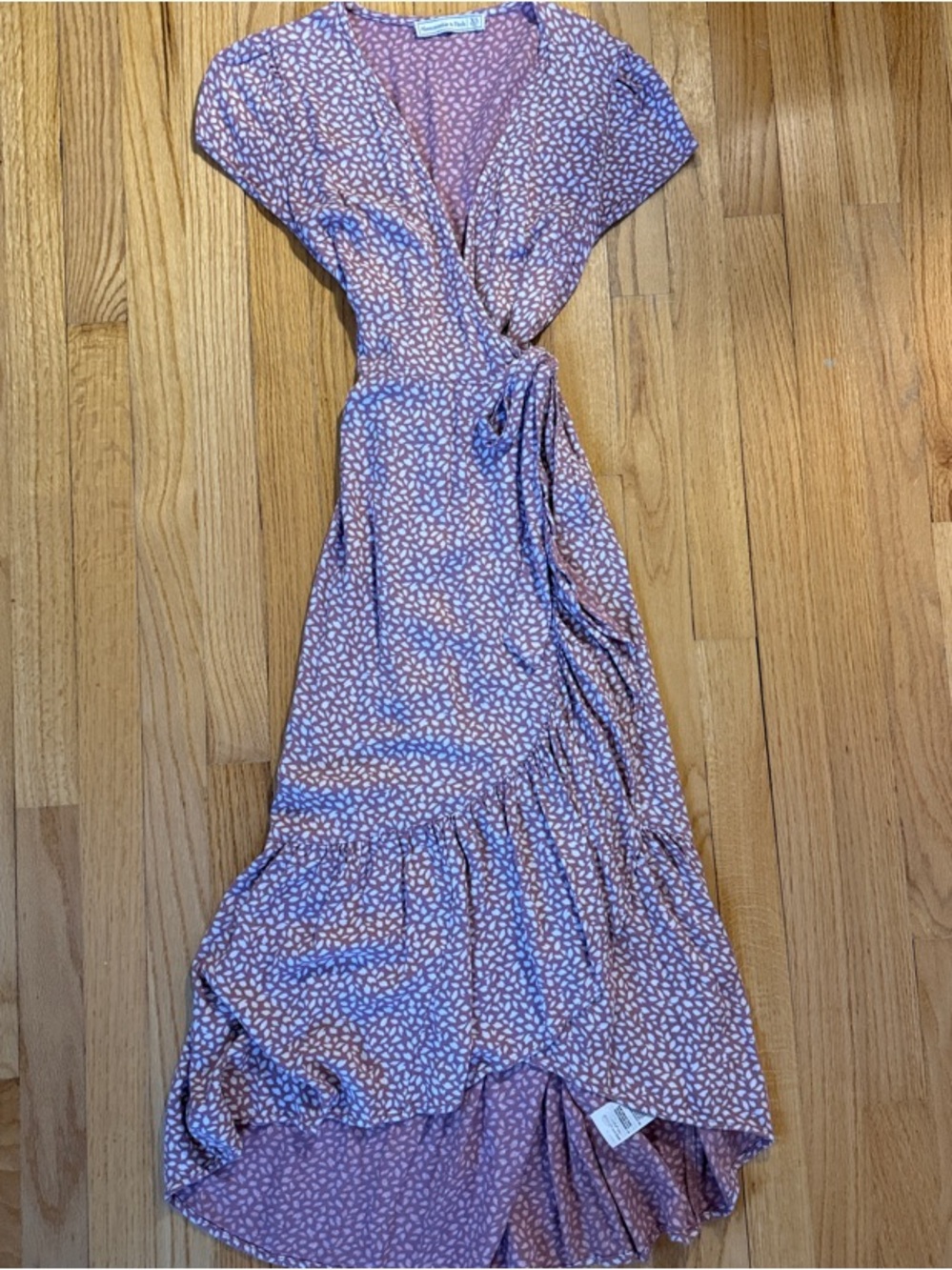 Abercrombie & Fitch mauve Floral High-Low Wrap Dress